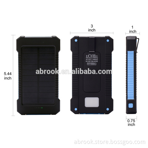 Waterproof 10000mah mini portable solar charger cell phone with camping light and compass